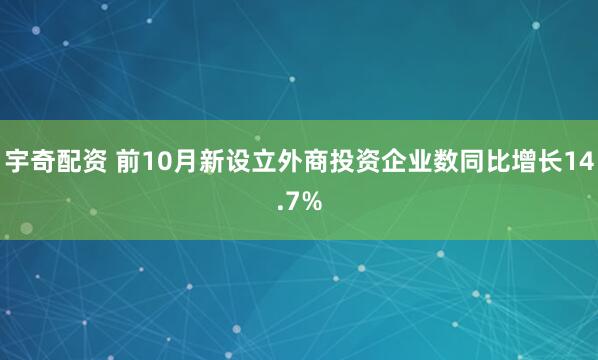 宇奇配资 前10月新设立外商投资企业数同比增长14.7%